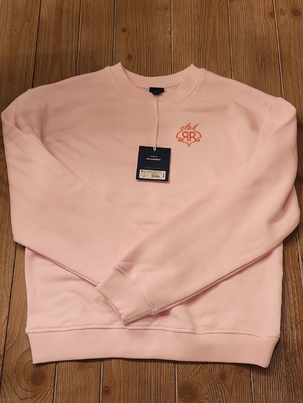 Roller Rabbit Pale Pink Crewneck Sweatshirt with Coral Logo NWT